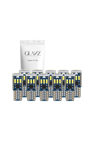 Glanz T10 W5w 6000k Dipsiz Beyaz Park Plaka Ampul Lambası 10 Adet