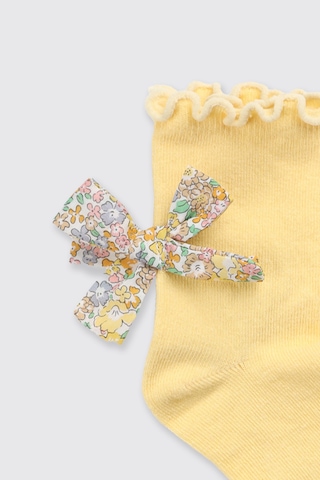 Panço Liberty Kumaş Soket Kurdela Detaylı Kız Bebek Çorap Sarı