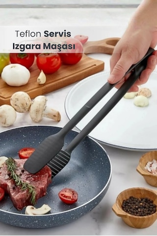 Yanmaz Yapışmaz Yüksek Isıya Dayanıklı Teflon Servis Ve Izgara Maşası