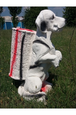 M3 Kemikli Sevimli Köpek Iç Dış Mekan 55Cm Şemsiyelik Sepetli Heykel Kemik
