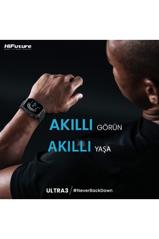 HiFuture Ultra3 2.01" BT Arama IP68 Su Geçirmez AOD Ekran SpO2 Akıllı Saat (Hifuture Türkiye Garantili)