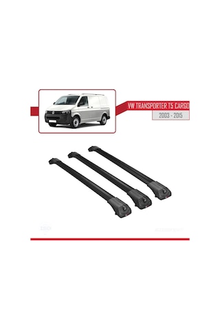 Volkswagen Transporter T5 2003-2015 Arası İle Uyumlu Ace-1 Ara Atkı Tavan Barı Siyah 3 Adet Bar