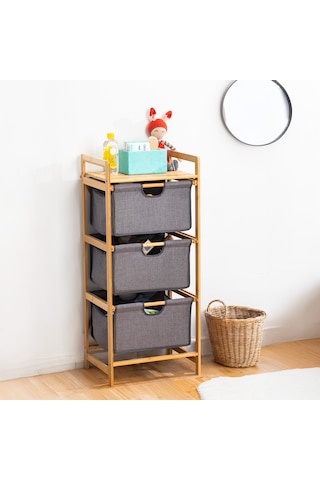 Porsima 2059 3 Katlı Ahşap Çok Amaçlı Çekmeceli Organizer Dolap
