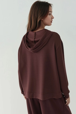 Hiccup Modal Touch Fermuarlı Kapşonlu Sweatshirt Kestane Kahvesi