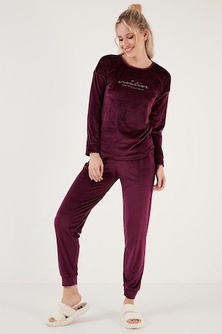 Lela Regular Fit Yumuşak Dokulu Kadife Bayan Pijama Takımı 6094200W4 Mor