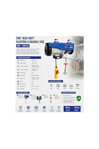Cmc 1600 Watt Elektrikli Caraskal Vinç 600-1200 Kg