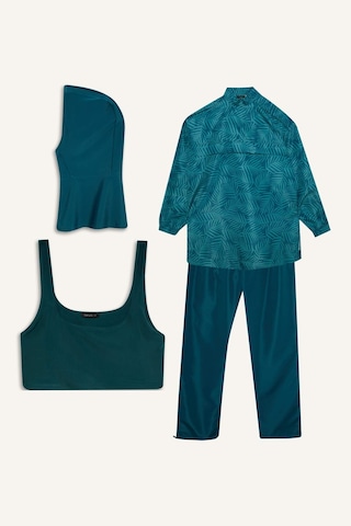 Defacto Regular Fıt Baskılı 3lü Burkini Mayo G8874ax26smgn756 Yeşil-gn756