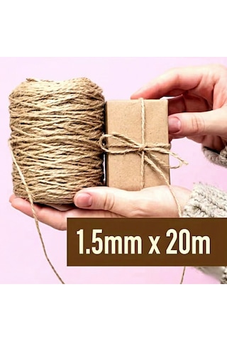 Store 20 Metre Doğal Jüt İpi, Kargo Paketleme, Hediye Ve Dıy Süsleme Halat İp
