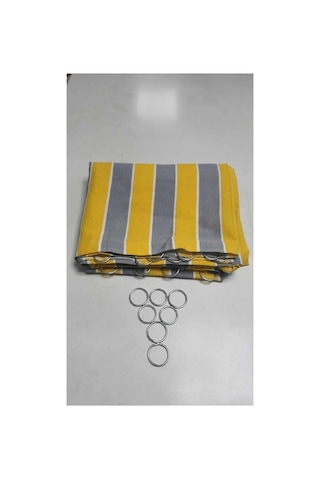 Denge Perde 4144 Demir Halkalı Balkon Perdesi 1.sınıf Gabardin Kumaş Sarı Gri Sarı Gri 500 X 220 Diğer