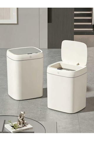 Greentech Sensörlü 12 Litre Çöp Kovası Şarj Edilebilir Lityum Pilli / Gt-sc14 Beyaz