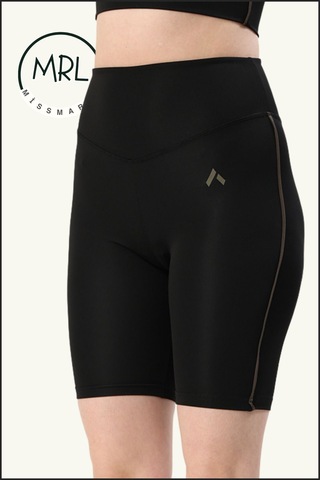 Kadın Siyah Yüksek Bel Toparlayıcı Biker Şort Kısa Spor Tayt Likralı Dalgıç Biker Tights 1043 Siyah Haki