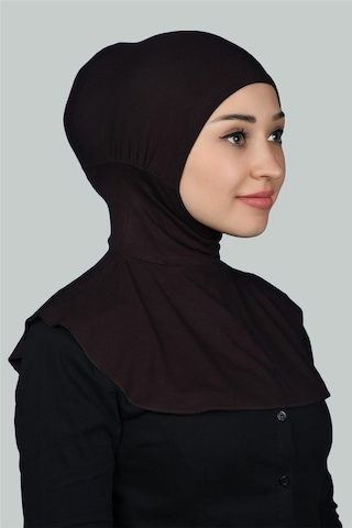 Altobeh Kadın Tesettür Pratik Boyunluklu Hijab - Sporcu Bone Koyu Kahverengi