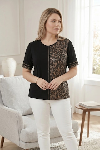 Aytemas Leopar Desenli Taş Detaylı Bluz Siyah/leopar