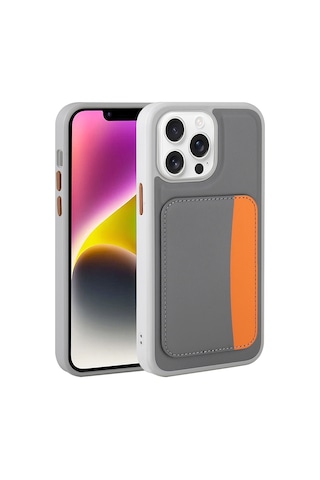 Zore Apple iPhone Uyumlu 16 Pro Max Kılıf Kartlıklı Zore X-kart Silikon Kapak - Koyu Gri