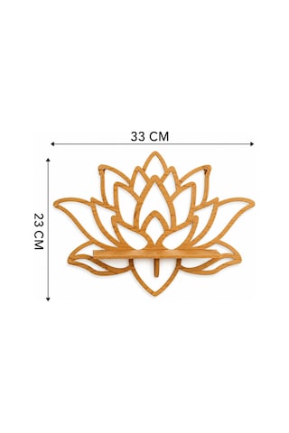 Lotus Tasarımlı Ahşap Duvar Rafı Kahverengi