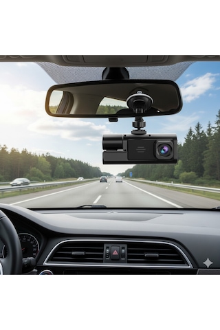 Üç Kameralı Wifi Araç İçi Kayıt Cihazı 1080p Ön İç Arka Gece Görüşlü Dashcam Tüm Araçlara Uyumlu Diğer