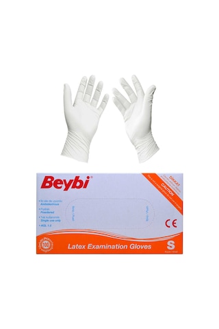 Beybi Pudralı Lateks Muayene Eldiveni 100'lü x 20 Paket S
