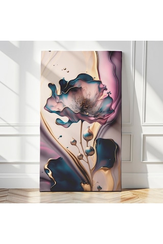 Sıvı Çiçekler Altın Hüzme Kanvas Tablo Nv00283