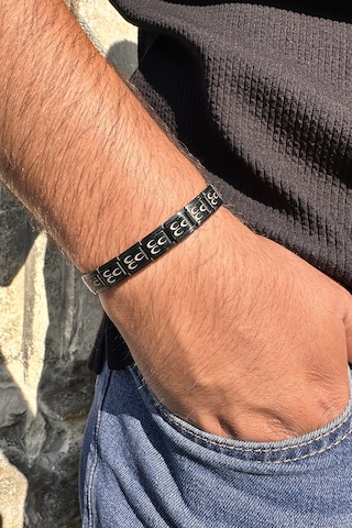 Osmanlı Üç Hilal Bayrağı İtalyan Charm Unisex Çelik Bileklik Scb58 Siyah