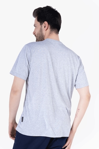 T-shirt V Yaka %100 Pamuk Gri Melanj