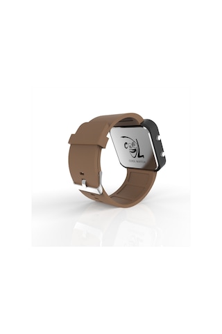 Cool Watch Saat - Siyah Led Kasa - Kahverengi Kayış Unisex Pembe