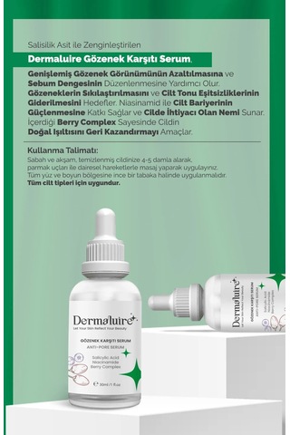 Dermaluire Gözenek Karşıtı Serum 30 ML + Bha Tonik 200 ML