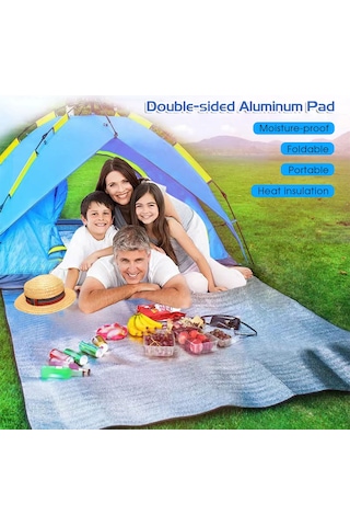 Moveevo 2 2m İki Yönlü Alüminyum Folyo Yatak: Çadır, Piknik, Plaj Ve Ev İçi Çocuk Crawling Matı - Nem Engelleme Çok Renkli