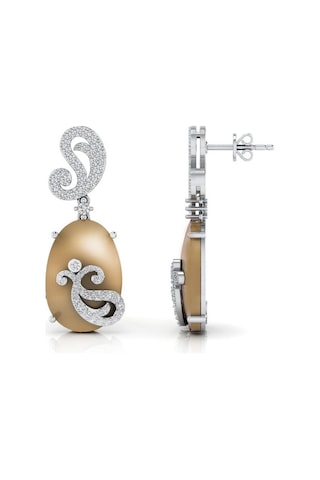 12,86 Karat Pırlantalı Moonstone Küpe