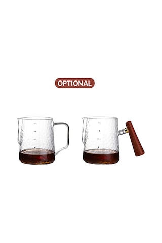 Xiyyadms 500ml/17oz Borosilikat Cam Latte Kahve Köpürtme Kasesi, Ölçü İzli, Cam Veya Ahşap Kollü Süt Köpürücü Diğer