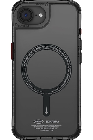 İphone 16e Uyumlu Kılıf M-safe Şarj Özellikli Şeffaf Airbag Tasarımlı Skinarma Saido Kapak Siyah Siyah