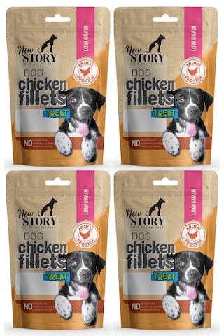 New Story Dog Chicken Fillets Tavuk Etli Şerit Köpek Ödülü 4 x 80 G