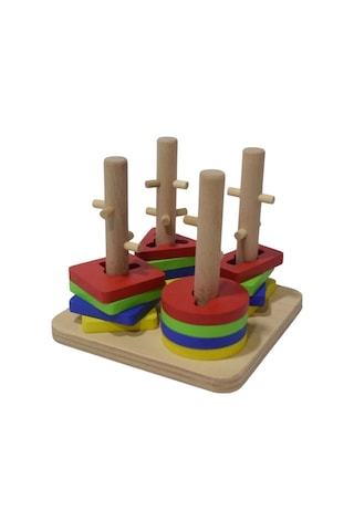 Eğitici Ahşap Şekilli Montessori Kare Geçmeli Bul Tak 21 Parça Oyunu Kokusuz, Sağlıklı, Boyası Çık