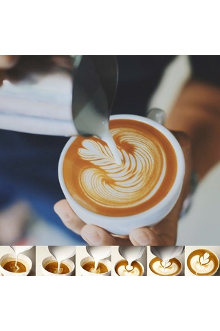 Xiyyadms Stainless Steel Kupa 600ml: Ölçü Skalı, Kanatlı Tasarım, Süt Köpürtme Ve Kahve Çiçeklendirme İçin Dayanıklı Malzeme Gümüş