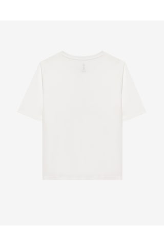 Skechers W Lounge Regular Crew Neck T-shirt Unisex Off White Tshirt S2510327-102 Beyaz