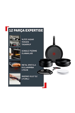 Tefal Ingenio Expertise 5x Büyük Set - 12 Parça Siyah