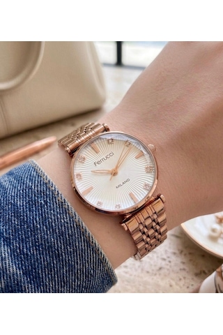 Ferrucci Milano Fc78951 Çelik Kordon&kasa Kesme Camlı Jübile Kordon Kadın Kol Saati Rose Gold