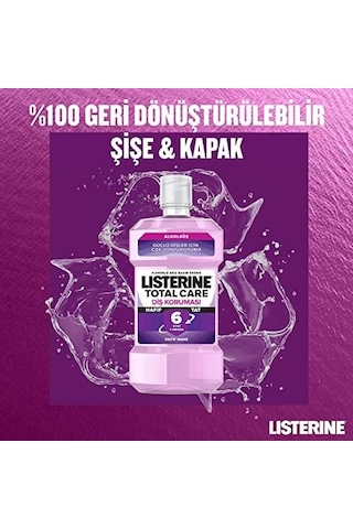 Total Care, Diş Koruyucu, 6 Etkili Florürlü Ağız Bakım Ürünü, Hafif Tat, Sıfır Alkol, Nane Aromalı, 250ml