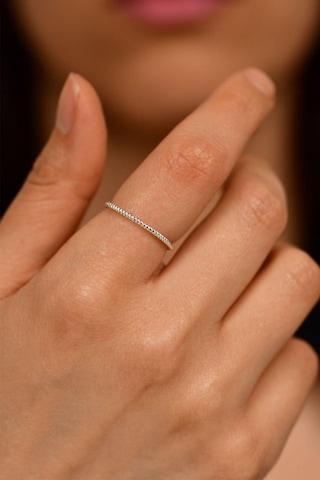 Roza Silver Burgu Desen Rodyum Minimal Gümüş Yüzük