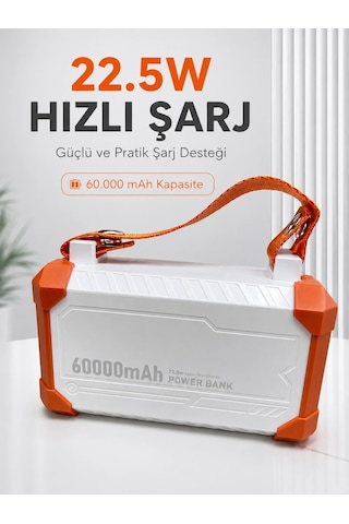 22.5w Hızlı Şarj Destekli 60000 Mah Powerbank 4 Dahili Kablolu Çoklu Usb Type-c Çıkışlı Güç Bankası