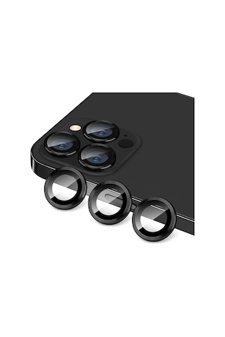 Apple Uyumlu iPhone 14 Pro Max Raze Metal Kamera Lens Koruyucu Siyah