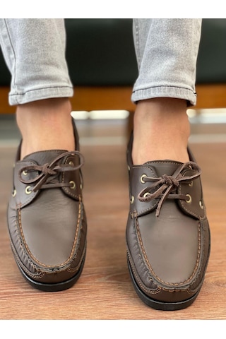 Muggo Miller Garantili Hakiki Deri Erkek Günlük Klasik Casual Ayakkabı Kahverengi