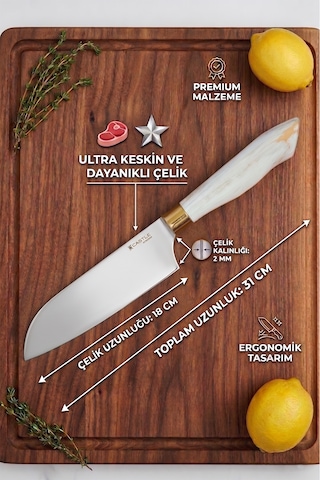 Papatya Serisi 3 Lü Mutfak Bıçağı Et Ekmek Sebze Mutfak Şef Bıçak Seti Lzl-7853 Beyaz