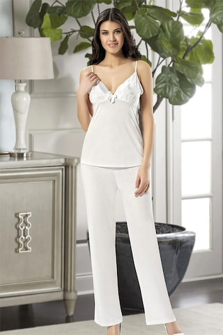 Xses 2030 Kadın Sabahlıklı Pijama Takım-ekru Ekru