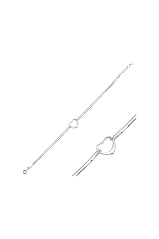 925 Ayar Gümüş Kalp Bileklik