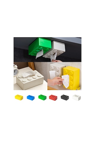 Sones Çok İşlevli Karikatür Yapı Bloğu Mendil Saklama Kutusu Oturma Odası Sehpa Dekorasyonları, Renk: Siyah