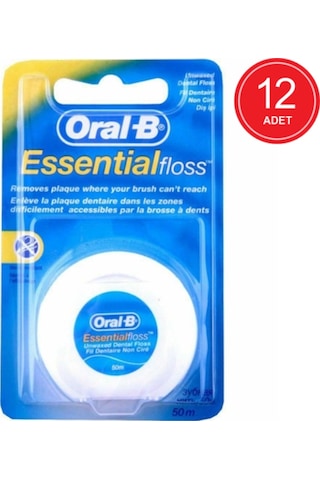 Oral-B Essential Floss Mumsuz Diş İpi 50 M x 12 Paket