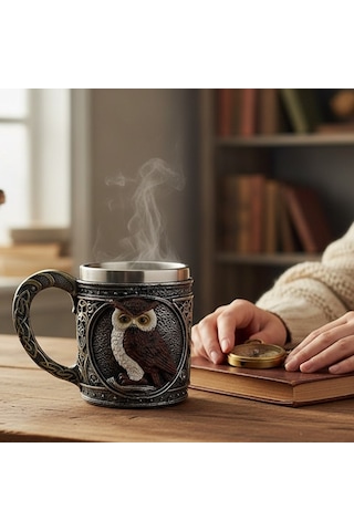 Paslanmaz Çelik 3d Baykuş İşlemeli Kupa Bardak Diğer