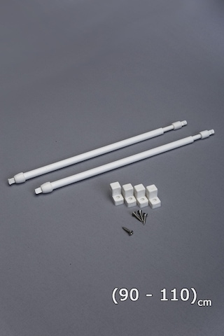 80 - 100 Cm Ayarlanabilir Briz Çubuğu 2 Adet Alüminyum Perde Borusu 4 Adet Başlık 80-100 Cm Beyaz