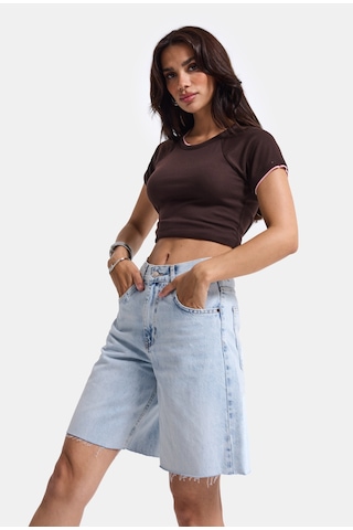 Itsbasic Kadın Ice 4s6-3 Midi Boy %100 Koton Relax Fit Denim Şort Ice Rengi