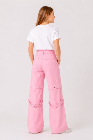 Giyicem Kız Çocuk Çıtçıtlı Dönüşebilen Pantolon Şort 2'si 1 Arada 2568 Pembe